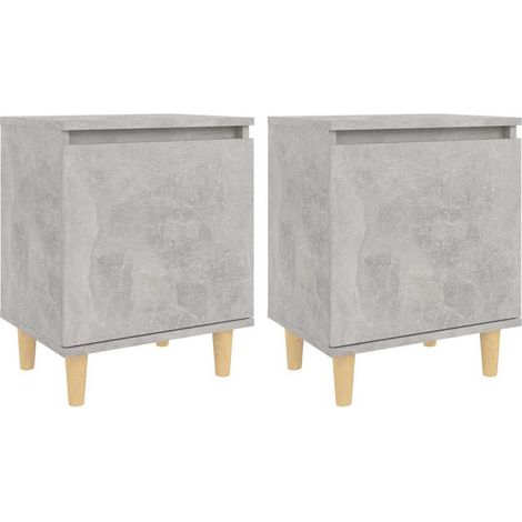 vidaXL Mesitas de noche 2 uds patas madera gris hormigón 40x30x50 cm (1/2)