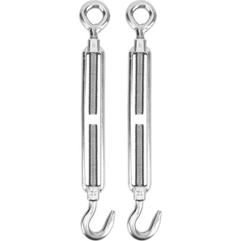 Lot de 2 tendeurs à œillet M12 en acier inoxydable 304 pour le réglage de la tension des chaînes et câbles. (1/5)