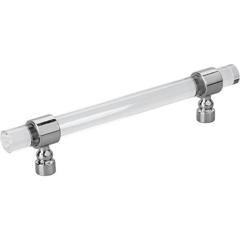 Kristallklarer Acrylgriff für Schranktüren, Küchenschubladen und Schuhschränke – Kristall (luftpolsterverpackt) B01277S, 96 mm Lochabstand – glänzend silber (1/5)