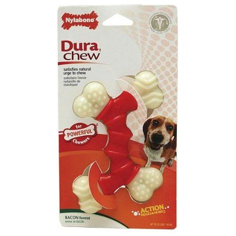 Jouet à mâcher pour chien Nylabone Double Bone goût bacon Taille M 15,5 cm (1/5)
