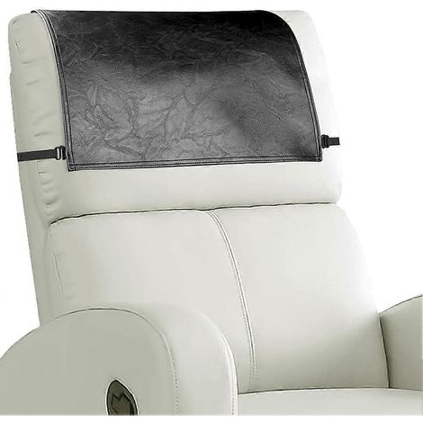 Housse d'appui-tête pour fauteuil inclinable, protection d'appui-tête en similicuir avec sangles élastiques, noir (1/5)