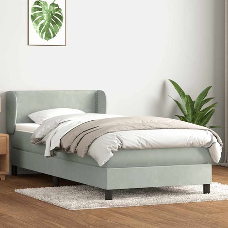 Boxspringbett mit Matratze Hellgrau 90x210 cm Samt (1/5)