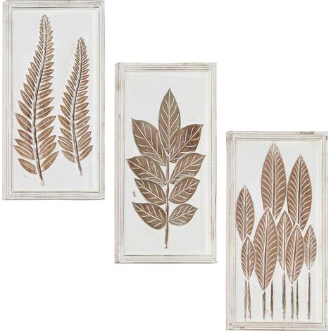 Décorations artistiques, 3 pièces, marron et blanc, 40 x 40 x 1,5 cm (1/5)