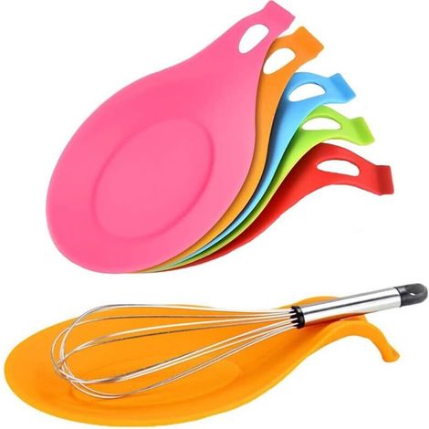 6 Pièces Porte Cuillère SiliCône, Porte Cuillère Cuisinière, SiliCône Spoon Rest, SiliCône Forme Amande Flexible Résistant Chaleur Repose Cuillère pour Cuillères, Ustensiles Cuisine (6 Couleurs)-Fei Y