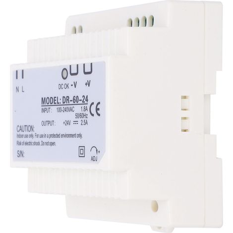 Alimentation à découpage BERM sur rail DIN, sortie unique 24V 60W, équipement industriel 100-240VAC DR-60-24