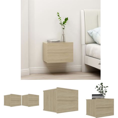 The Living Store - Nachttische 2 Stk. Sonoma-Eiche 40x30x30 cm Holzwerkstoff (1/5)