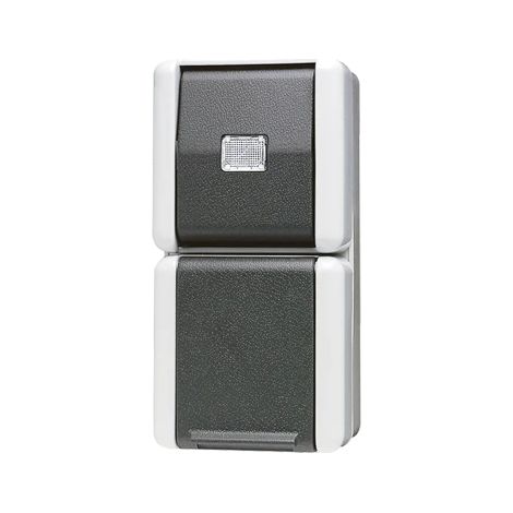 Jung Prise SCHUKO® 16 A 250 V  avec bouton-poussoir 10 A 250 V , Thermoplast, WG 800, grau, senkrecht 871 W
