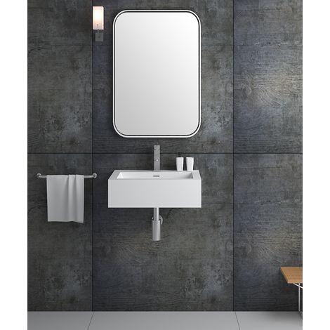 Lavabo mural rectangular Blanco mate - Kongo
