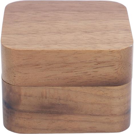 Square Walnut Wood Jewelry Box with Magnetic Closure, Compact 5.5cm Wedding Organizer for Proposals, Engagements, and Secure Travel, Elegant Gift Packaging (1/5)