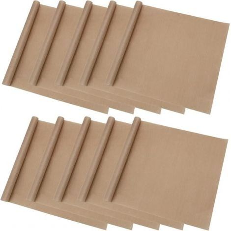 Lot de 10 plaques de cuisson en téflon, doublure de four antiadhésive réutilisable 30 x 40 cm pour cuisson au barbecue, transfert de chaleur, résistance à la chaleur jusqu'à 270 °C. (1/5)