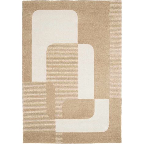 DESIGN GEOPOP - Tapis doux à relief moderne graphique beige 160x230 (1/5)