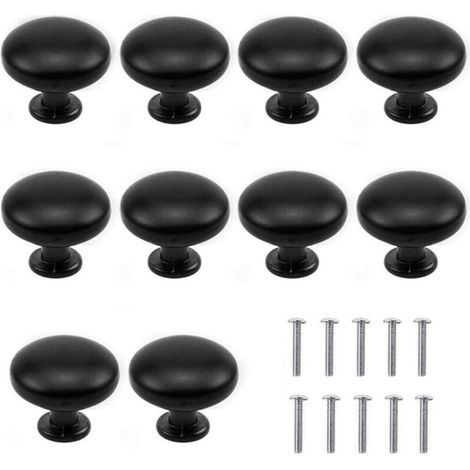Set mit 10 runden Möbelknöpfen aus antiker Bronze mit Blumenmotiv – für Schränke, Küchen und Kinderzimmer, sicher und langlebig (schwarz) – 30 x (1/4)