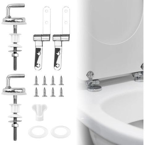 CSPARKV 2-teiliges WC-Sitz-Befestigungsset, WC-Sitz-Scharnierbefestigung, WC-Sitz-Befestigungsscharniere, WC-Sitz-Scharnier mit Schrauben, geeignet für die meisten Toiletten (1/5)