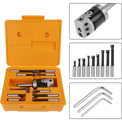 SJLERST Tête d'alésage, 1 jeu d'accessoires de fraiseuse MT2 -M10 F1-12 tête d'alésage 50mm avec barres d'alésage 9 pièces 12mm (1/5)