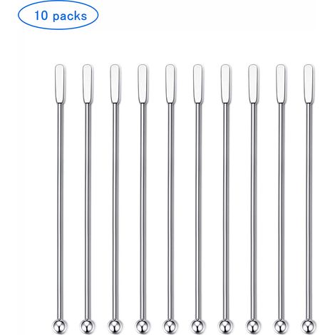 10 Pics en acier inoxydable - Tiges à mélanger réutilisables pour café, cocktails et boissons, accessoires de bar professionnel pour maison et bureau