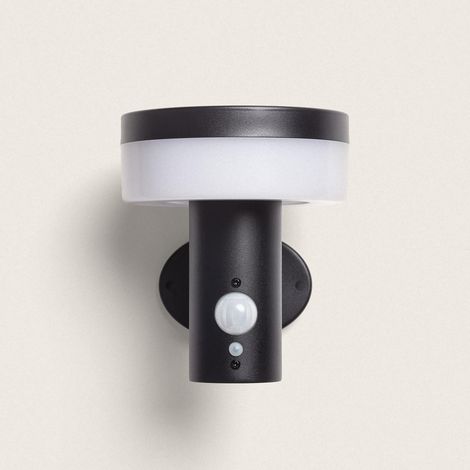 Aplique de Pared Exterior Solar LED 1,5W Acero Inoxidable con Sensor de Movimiento Ashier Negro