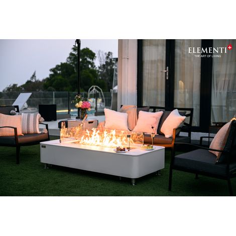 Elementi Gasfeuerstelle "Athen" in Marmor-Optik, weiß, 157,5 x 76,2 x 35,6 cm (L x B x H) (1/5)