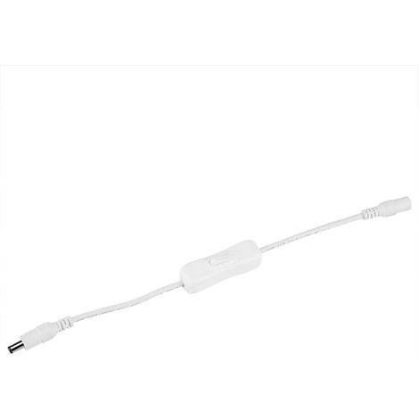 Lot 5 câbles commutation on/off – 32cm – interrupteur DC mâle vers femelle – adaptateur puissance – blanc
