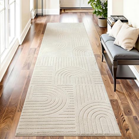 Tapis de Couloir 80x300cm Antidérapant Tapis Couloir Long Lavable en Machine Epais Moderne Beige Tapis de Passage Cuisine pour Entrée Chambre Buanderie (1/5)
