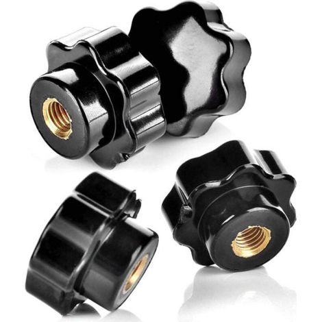 Bouton de serrage à filetage moleté, 14 pièces M6, poignée en étoile, en plastique noir avec rondelles, pour bricolage (1/4)