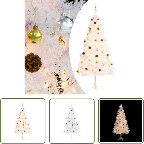 Arbre de Noël artificiel, Sapin de Noël Artificiel pour Décoration de Fête de Noël avec boules et LED Blanc 180 cm LKOWF50981 (1/5)