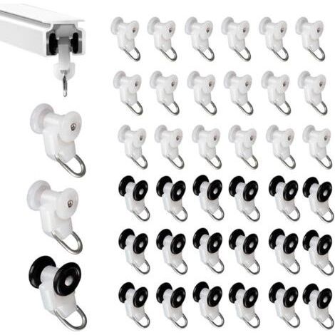 40-teiliges Set mit Gardinengleiterrollen, Pergola-Schienenhaken, Gardinenschienenrollen, Metallrollen, verschiebbaren Gardinenhaken, Gardinenstangenrollen und Gardinenschienengleitern (1/5)