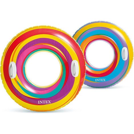 Trade Shop - Aufblasbarer Rettungsring mit Griffen, 91 cm, 2 Griffe, ab 9 Jahren, verschiedene Farben, 59256 - (1/5)