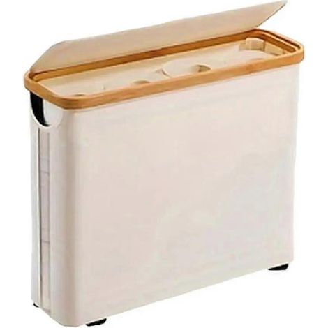 Panier de rangement pour papier toilette avec couvercle, grande capacité, design pliable et respirant, distributeur de papier toilette (1/5)