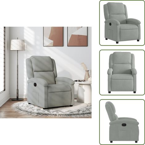 The Living Store Relaxsessel Hellgrau Samt - Samtsofa - Wohnzimmersofa - Bequeme Lounge Chair - TV-Sessel - Recliner Stuhl (1/5)