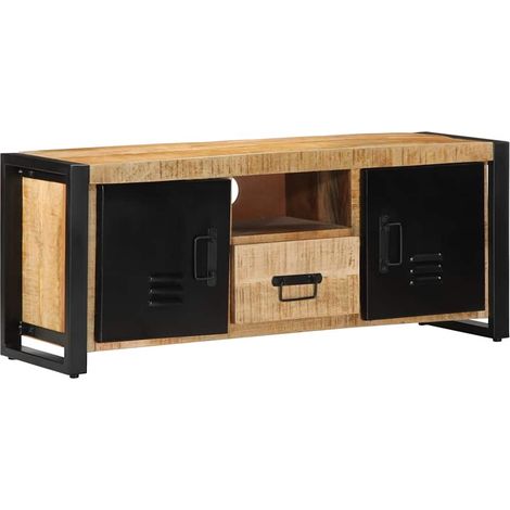 Mobile porta TV 100 x 30 x 40 cm ampio e pratico spazio di archiviazione design industriale legno massello di mango grezzo 020057630