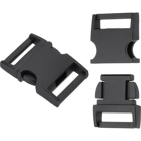 Boucle À Libération Latérale Rapide 3/4 Pouce / 20mm, 2Pcs Boucles Métalliques De Remplacement Sans Couture Pour Bretelles De Sac À Dos, Sangle, Collier Pour Chien, Noir (1/5)