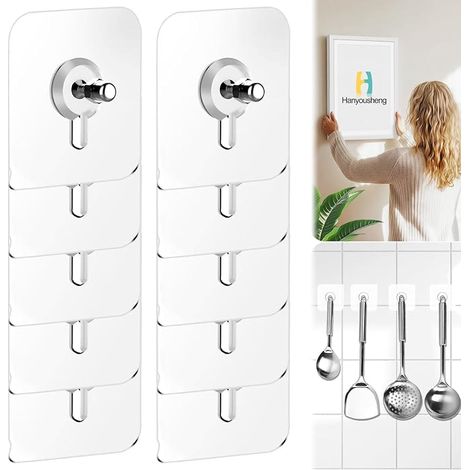 Picture Hooks without Drilling, Adhesive Frame Hooks for Frames, Posters, Photos, Decorative (Transparent) (1/5)