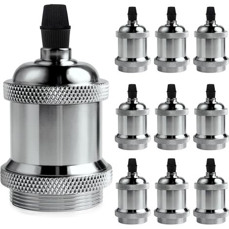 MINKUROW Vintage E27 Casquillo Sólido, Casquillo De Cerámica De Aluminio, Adaptador De Casquillo De Bombilla De Tornillo Edison, Aplique De Pared, Lámpara De Mesa, Lámpara De Pie O Lámpara De Techo Di (1/4)