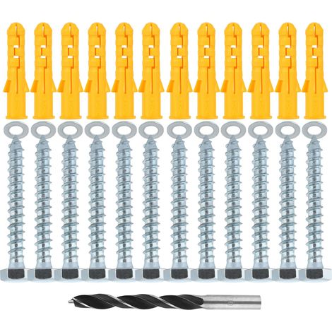 M10 x 50 mm Lot de chevilles et de vis murales pour maçonnerie - Vis à brique robuste - Fixations murales avec vis tire-fond et rondelle - Vis à béton pour support TV - Mât d'antenne (1/5)