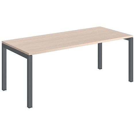 Bureau droit chêne clair Teamline L 180 cm - piètement métal anthracite - Maxiburo