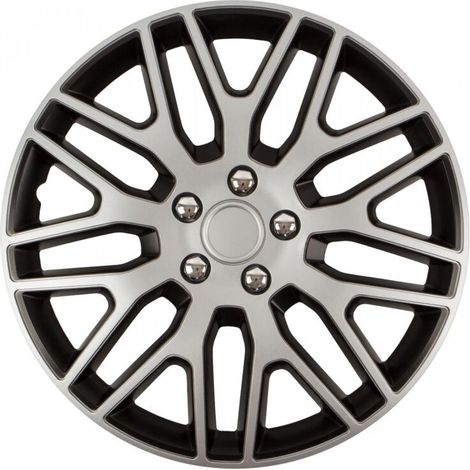 Enjoliveur de voiture noir et argent avec vis chromées Dakar NC 16" pouces