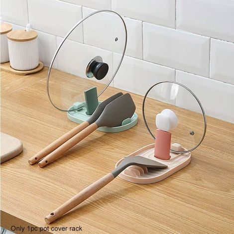 1 Support de couvercle, Porte-cuillère, Plastique, Rainure de stockage, Antidérapant, Pour cuisine (1/5)