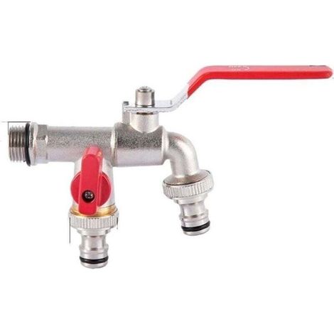 Robinet de jardin extérieur rouge à bec unique 1 pièce DN15 DN20 antigel en cuivre double commande adapté à la machine à laver et à l'évier de jardin de cuisine 1/2 (1/3)