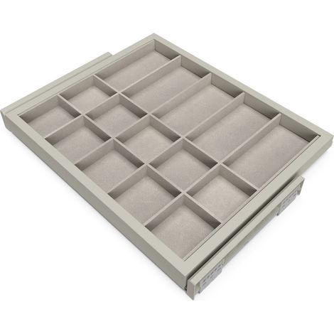 Emuca Set aus Organiser Schubladen set mit Soft-Close Auszugsrahmen für Kleiderschrank, verstellbar, Modul 600mm, Steingrau (1/5)