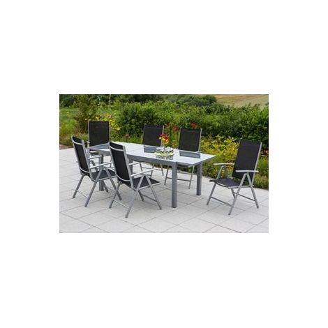 Amalfi Set 7tlg 6 Sessel schwa Tisch 160(220)x90cm