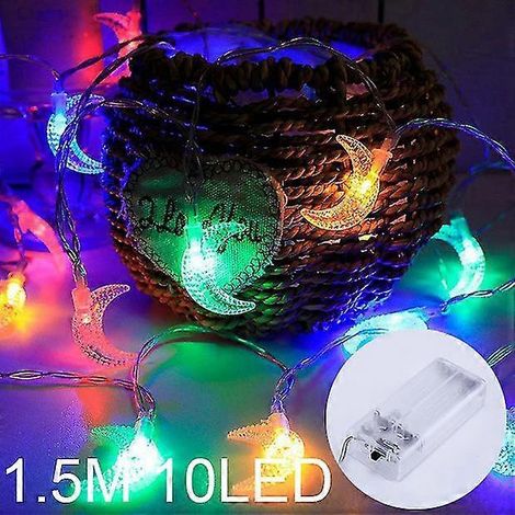 Dekorationsartikel für das muslimische Ramadan-Fest 2023: LED-Windlaternen-Anhänger, Eid Mubarak-Lichterkette, Ramadan-Dekoration für Zuhause-color light-moon