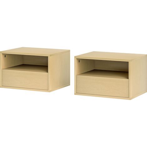 Set aus 2 Wandnachttischen. Nachttisch. Spanplatte. Naturfarben. 45 x 35 x 27,5 cm (1/5)