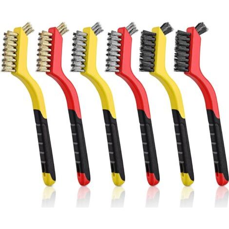 6 Pièces Brosses Métalliques avec Manche Incurvé Brosse de Maçonnerie Mini Brosse de Nettoyage en Fil de Fer à Poils (1/5)