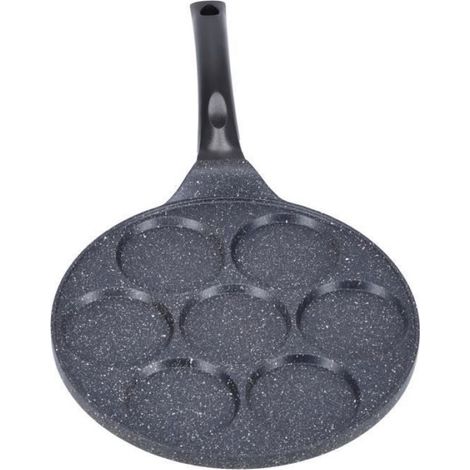 Poêle À Crêpes - 7 Alvéoles - En Fer Avec Revêtement Antiadhésif - Pour Feu Classique - 26,5 Cm (1/4)