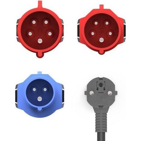 NRGkick 20001051 Kit di prese adattatore 32A standard UE 4 pezzi con connessioni CEE7-7 16A-32A 400V 3 fasi 1,3 m colore Nero