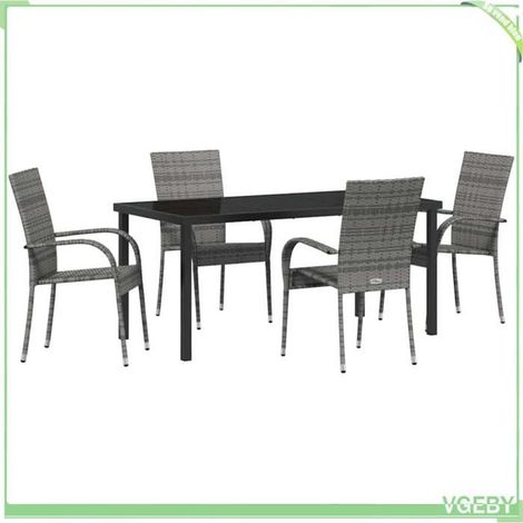 Ensemble de salle à manger pour jardin - FAFEICY - 3379411 - 3 pcs (2 chaises + table) - Gris - Acier enduit de poudre (1/5)