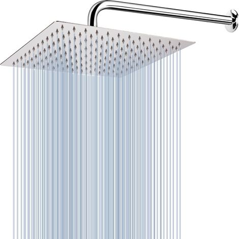 Regenduschkopf Edelstahl mit Verlängerungsarm, Quadratisch, 30cm, Hoher Wasserdruck (1/5)