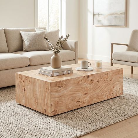 Table Basse Minimaliste en Aspect Bois avec Surface Fonctionnelle pour Salon, MDF, Couleur Bois (1/5)