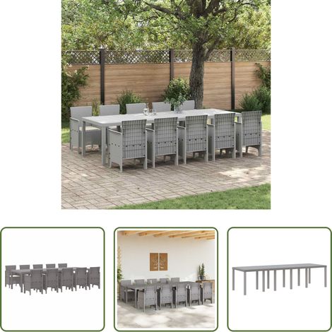 vidaXL Outdoor Essgruppe - Garten Essgruppe mit Kissen 11 pcs Hellgrau und Creme (1/5)