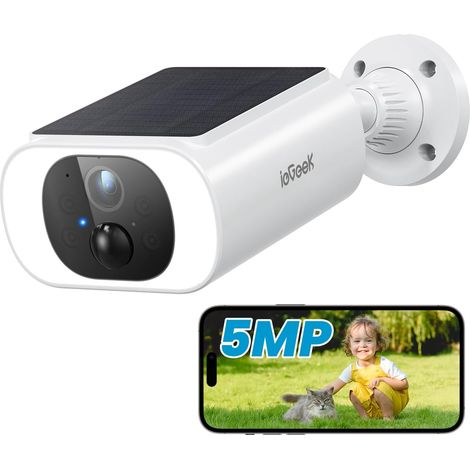 5MP Camera Surveillance WiFi Exterieure sans Fil sur Batterie - Camera Solaire 15M Vision Nocturne Couleur, Détection Mouvement, Audio Bidirectionnel, Extérieur/Intérieur (1/5)